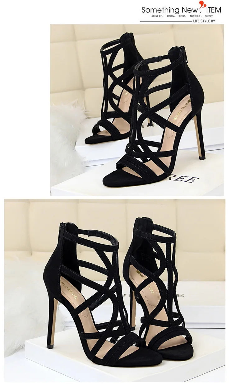 BIGTREE Shoes Roman Style High Heels Woman Pumps Stiletto Heels 11 Cm Women Heels Sexy Party Shoes Hollow Out Women Sandals 2025.