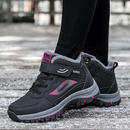 Unisex Winter Cotton Shoes Thick Soled Leather Warm Comfortable Snow Walking Casual Shoes Lightweight Outdoor High Top Boots.