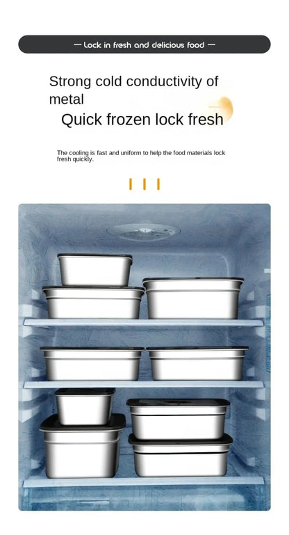 Stainless Steel Camping Lunch Box Sealed Leak-proof Bento Box Microwave Suitable Large Capacity Refrigerator Freezer Storage Box.