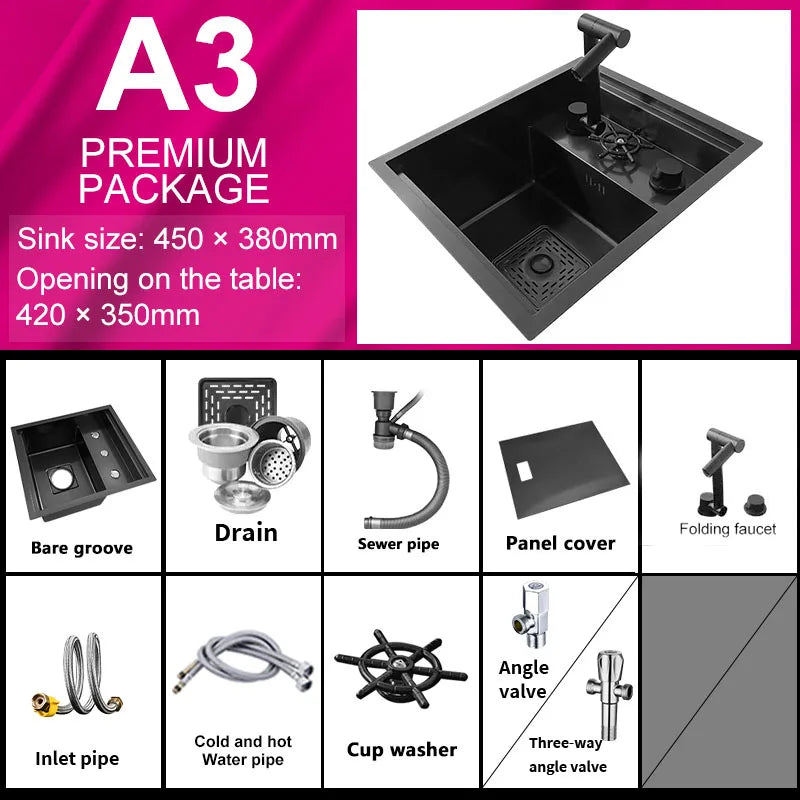 Hidden Cup Washer Bar Tank Stainless Steel Kitchen Sink Multifunctional Wash Basin Mini Small Single Slot With Cover Plate