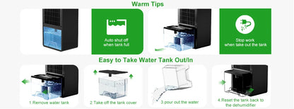 LOEFME 3000ml Electric Dehumidifier Large Air Dryer Drying Mode Mould Moisture Damp with Timer 800mL/Day for Home Bedroom Office.