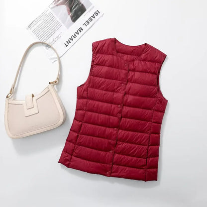 Damen-Weste mit ärmellosem Innenfutter, Daunenweste, 2025, Neuankömmlinge, leichte Damenweste, Frühling und Herbst, Oberbekleidung innen.