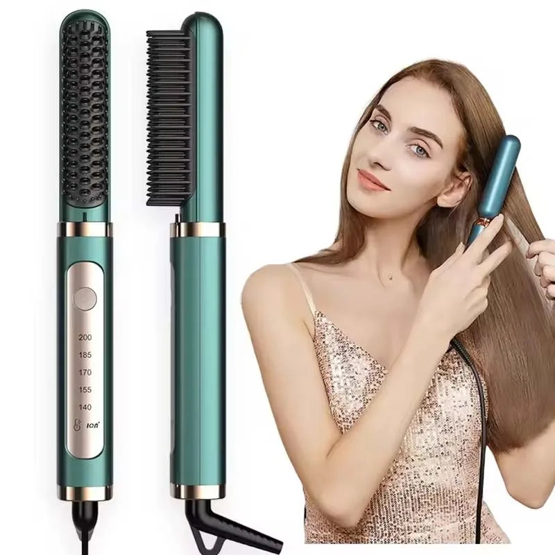 Electric Hair Straightening Brush Fast Heating Hot Comb Brush Negative Ion Hair Straightening Comb.