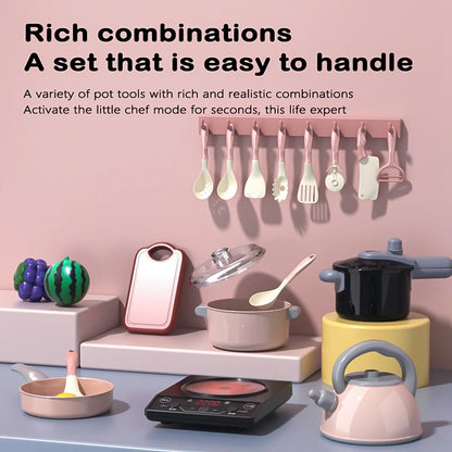 Kids Kitchen Toy Accessories, Pretend Cooking Playset with Play Pots and Pans, Utensils Cookware Toys, Play Food Set, Toy Vegeta.