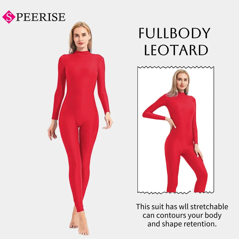 Unisex  Turtleneck Unitard Full Body Leotard  Long Sleeve Yoga Bodysuit Women Catsuit Daily Fitness Wear Cosplay Suits.
