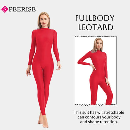 Unisex  Turtleneck Unitard Full Body Leotard  Long Sleeve Yoga Bodysuit Women Catsuit Daily Fitness Wear Cosplay Suits.