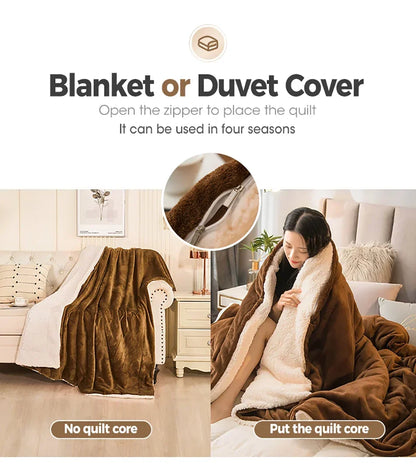 Wool Throw Blanket Keep Warm Winter Bed Blankets Double Sided Queen Duvet Cover Camping Double Bed Cover Bedspread On The Bed.