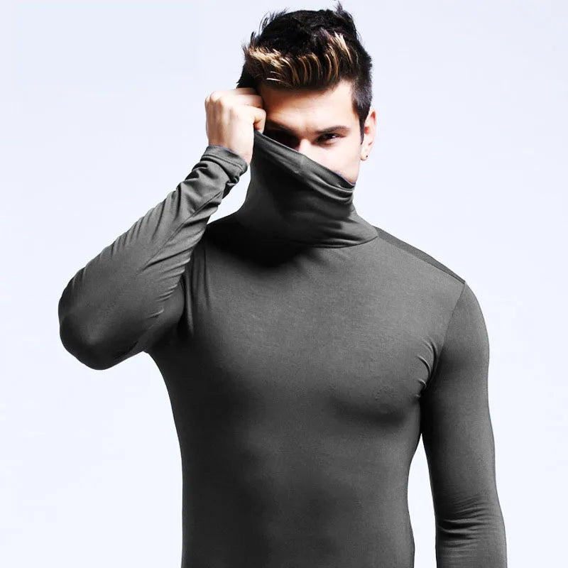 2023 new Sweater Men Solid Color Turtleneck Pullovers Pull Homme Men's cold Blouse Winter Long Sleeve T Shirts.