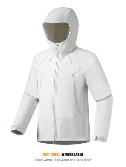 JNLN Men Women Waterproof Soft Shell Jacket Windproof Warm Fleece Rain Coat Unisex Hiking Climbing Trekking Outdoor Windbreaker