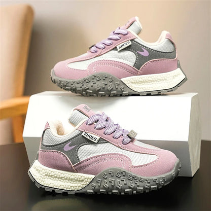 Girls Trendy Athletic Sneakers Durable Suede Comfortable Fit NonSlip Rubber Outsole Kids Causal Shoes Non-slip Boys Sports Shoes.