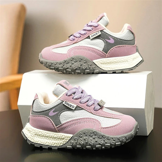 Girls Trendy Athletic Sneakers Durable Suede Comfortable Fit NonSlip Rubber Outsole Kids Causal Shoes Non-slip Boys Sports Shoes.