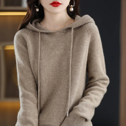 Frauen Pullover Pullover Mit Kapuze Jumper Koreanische Lose Feste Langarm Casual Herbst Winter Dicke Warme Gestrickte Pullover.