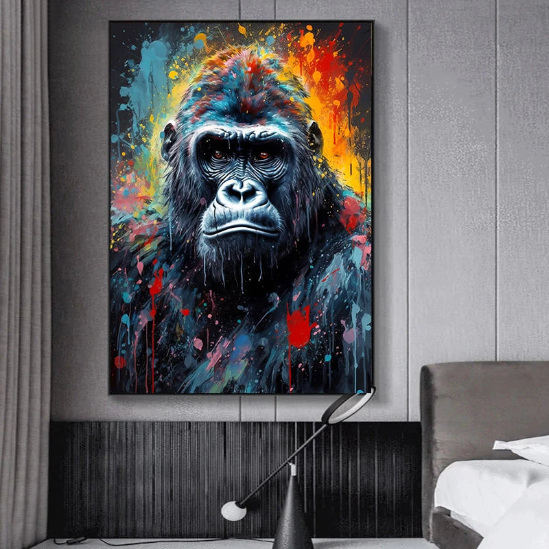 Lion Tiger Animal Portrait Poster Print Monkey Giraffe Canvas Painting Abstract Graffiti Wall Art Picture Living Room Home Decor.
