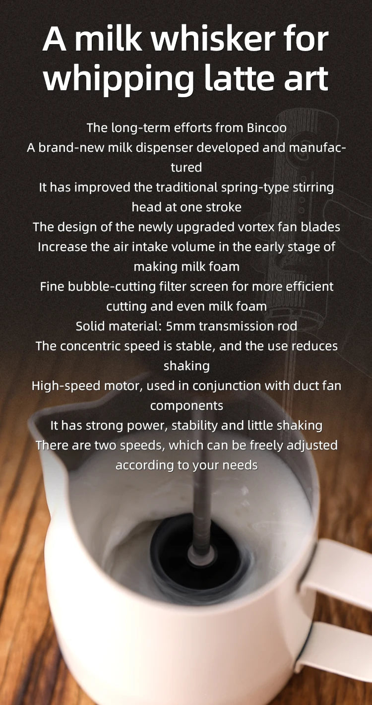 Bincoo New Milk Foamer Coffee Whisk Mixer Electric Blender Egg Beater Mini Frother Handle Stirrer Cappuccino Maker Cooking Tools.