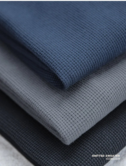 Maden Casual Gray Knitted Turtleneck Sweaters Men's Vintage 310g High Collar Waffle Pullovers Basic Fashion Black Warm Jumper