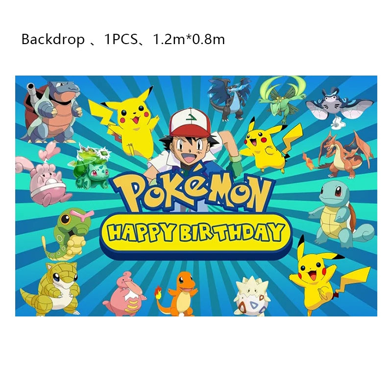 Pokemon Geburtstag Party Dekoration Neue Ligntning Pikachu Ballon Kid Event Liefert Einweg Geschirr Banner Hintergrund Platte.
