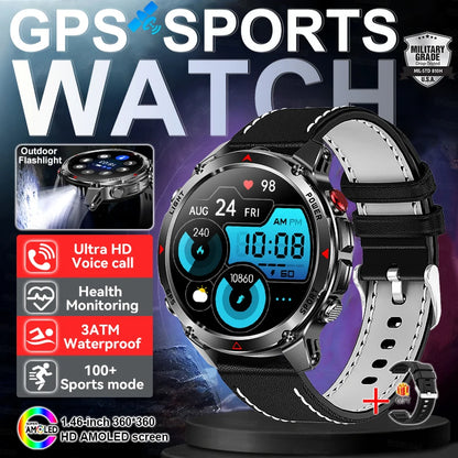 2025 New Outdoors Sports Military GPS Smart Watch 3ATM Waterproof Built-in Dual-Band GPS Compass Altimeter Swimming Smartwatches