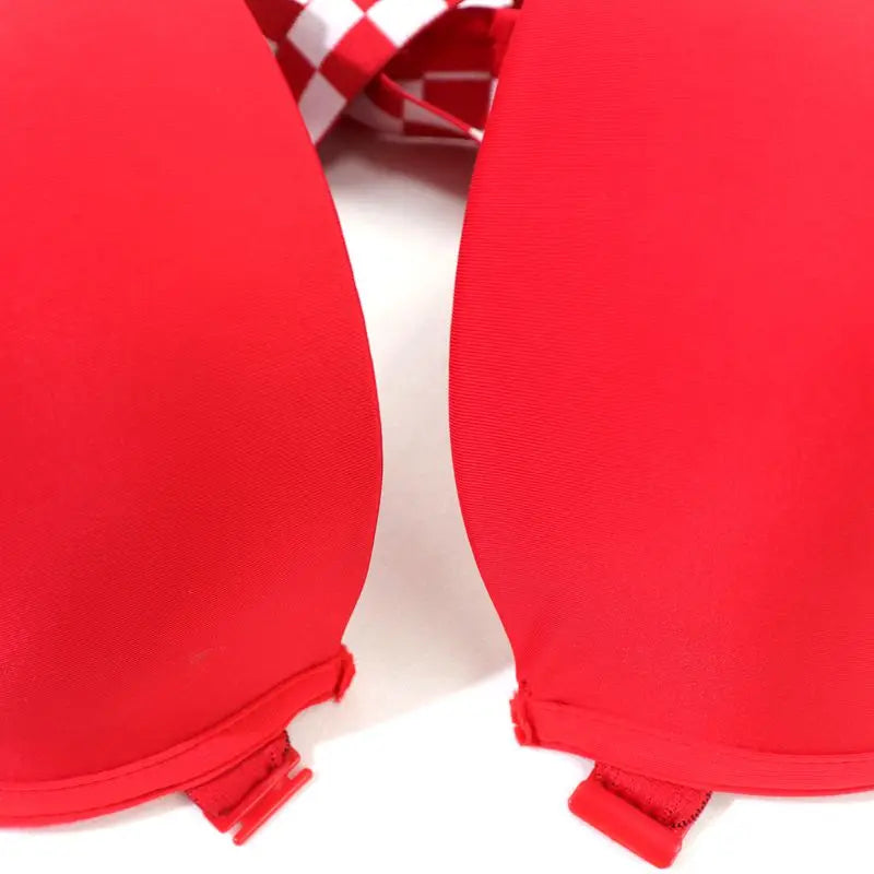 Beauwear Contrast Color Plaid Bras for Women Front Closure Bra with Wire Push Up Bra with Pad.