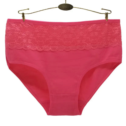 Cotton panties 2XL 3XL 4XL plus size briefs women Underwear high waist lingerie female intimate Transparent lace 3 pieces/lot.