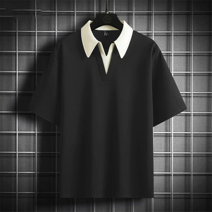 Summer V-neck T-shirt Men Plus Size 8XL Short Sleeve Tshirt Tops Tees Male Fashion Casual Shirts Big Size 8XL.