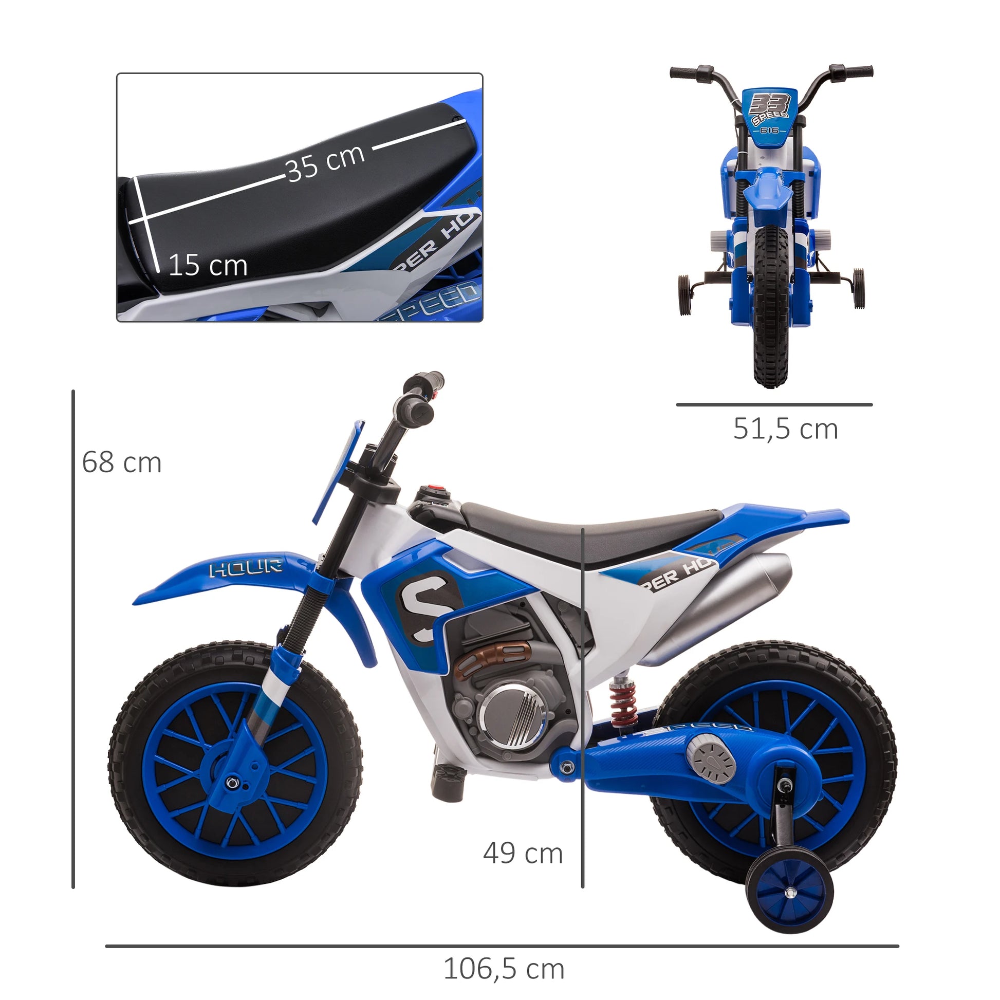 Homcom Electric Motorcycle for Children+3 Years 12V 2 Wheels Balance More. 8 Km/H.