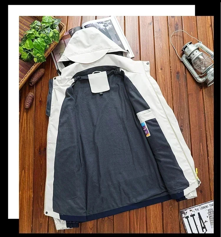 2024 Spring/Autumn Men's Windbreaker Outdoor Windproof Waterproof Mountaineering Multi Pocket Durable Hoodie Jacket Men's Coat.