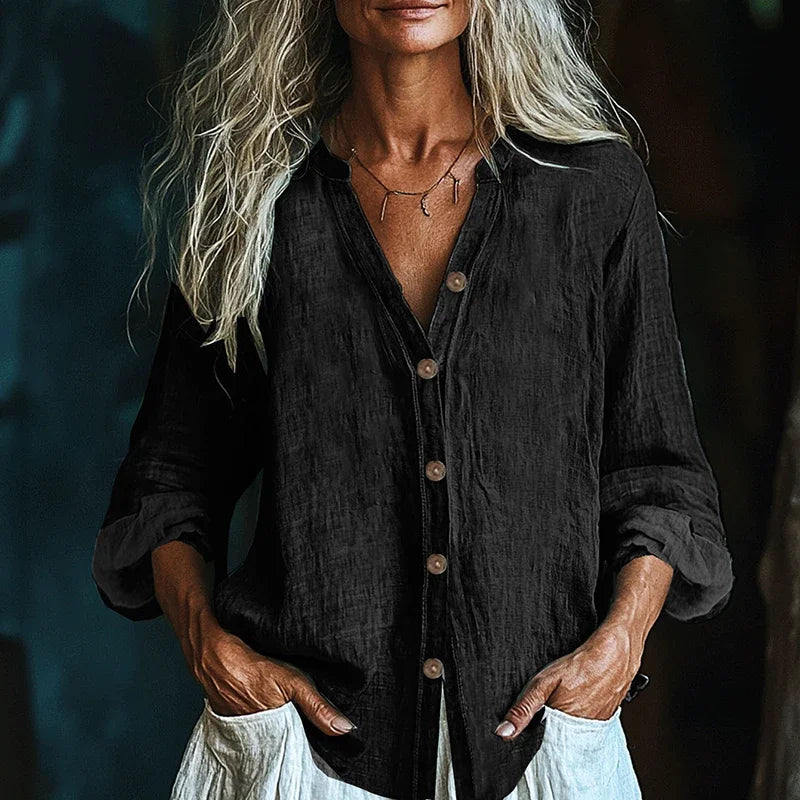 Spring Summer Casual Long Sleeve Shirt Blouses Women Solid Color Cotton Line Cardigan Loose Button Shirts For Women Tops.