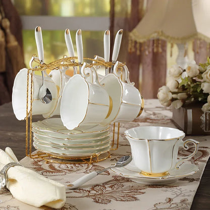 Bone China Coffee Set Europe Porcelain Tea Set Simple Ceramic Pot Creamer Sugar Bowl Teatime Teapot Coffee Cup Mug Coffeeware.