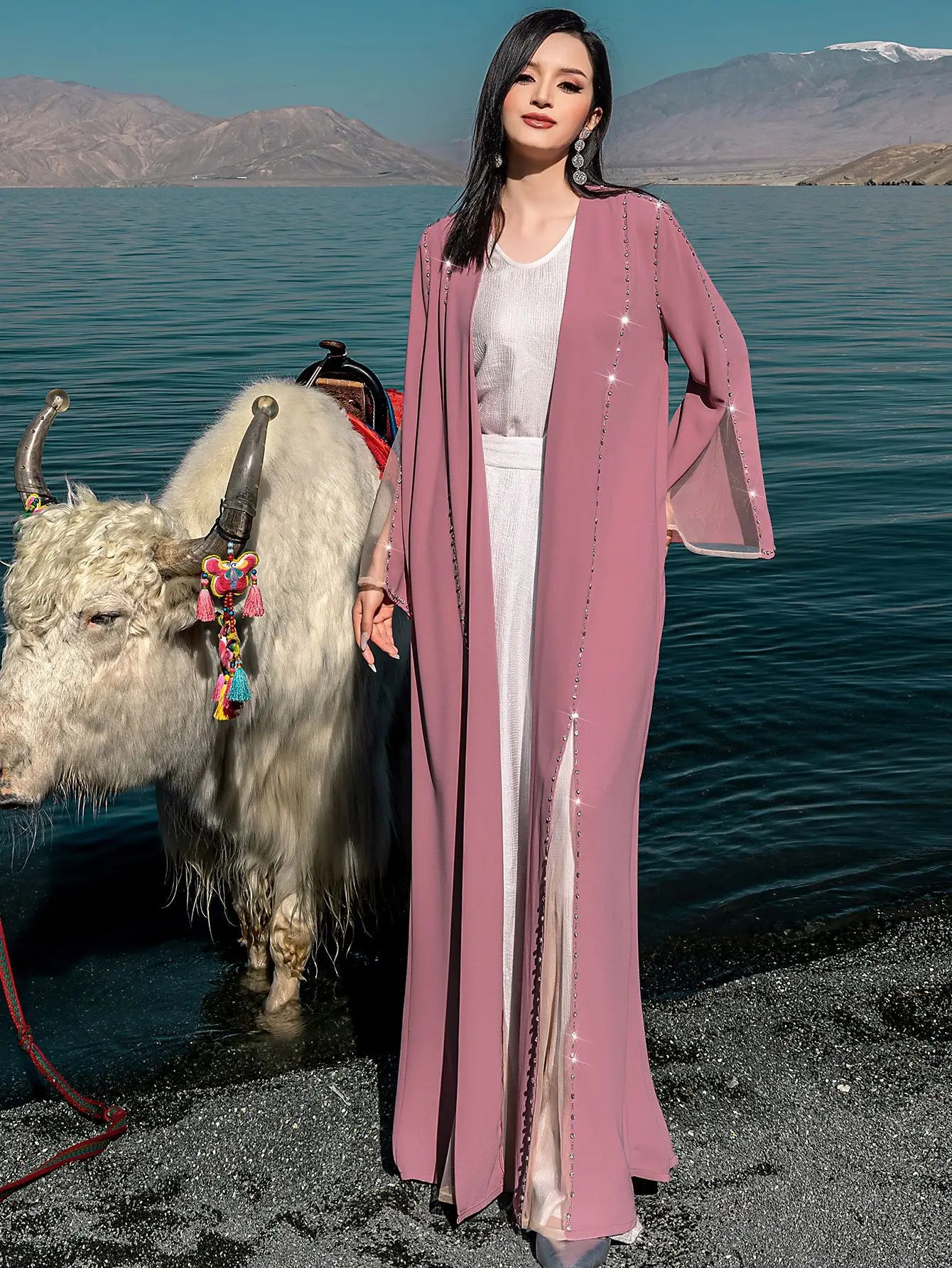 Eid Diamonds Abayas for Women 2025 Fashion Muslim Dress Dubai Open Abaya Kebaya Kimono Jalabiya Caftan Marocain Femme Robe Gown.