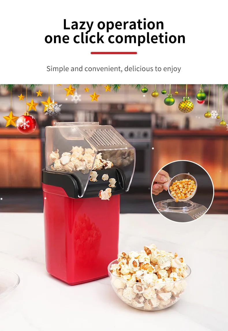 Electric Portable Popcorn Maker Fully Automatic Home Popcorn Popper Hot Air Popcorn Machine Healthy No Oil Mini Popcorn Maker.