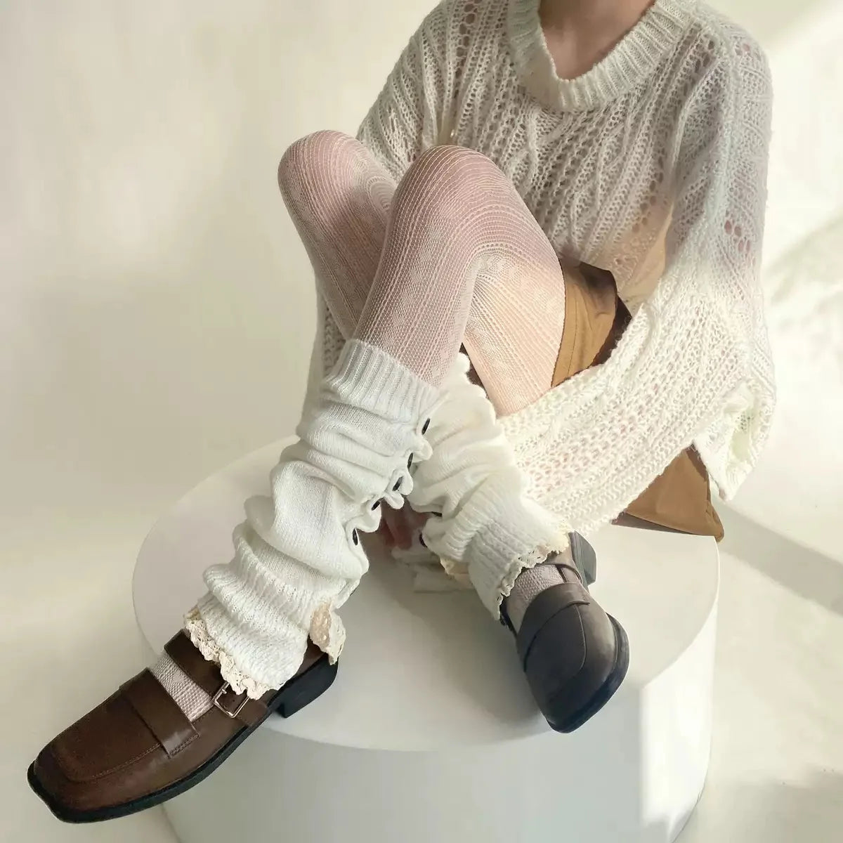 Female Vintage Fishnet Lace Pattern Tights Hollowed Rhombus Striped Geometric Jacquard Pantyhose Anti-pilling JK woman Legging