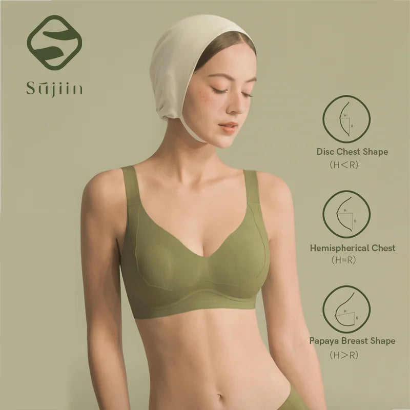 SUJIIN Wireless Plus Size Bras Women Anti-sagging Comfortable Breathable Soft Support Bralettes Big Breasts Push Up Bra MX219A.