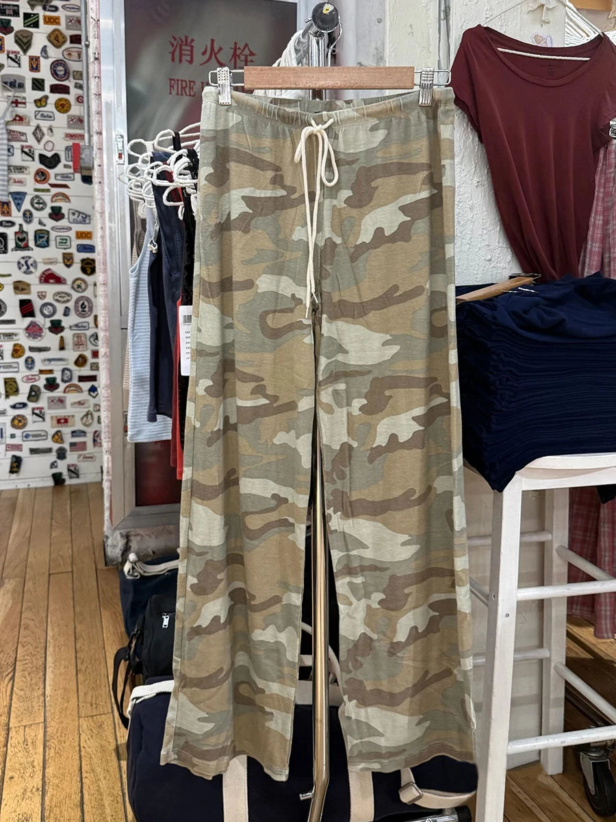 Solid Drawstring Straight Sweatpants Women Autumn High Waist Soft Cotton Trousers Casual Vintage Streetwear Sport Long Pant Y2k