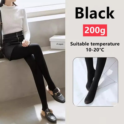 Winter Thermal Pantyhose Women Thicken Stockings Fake Translucent Pantyhose Fleece Lined Tights High Waist Elastic Wool Socks