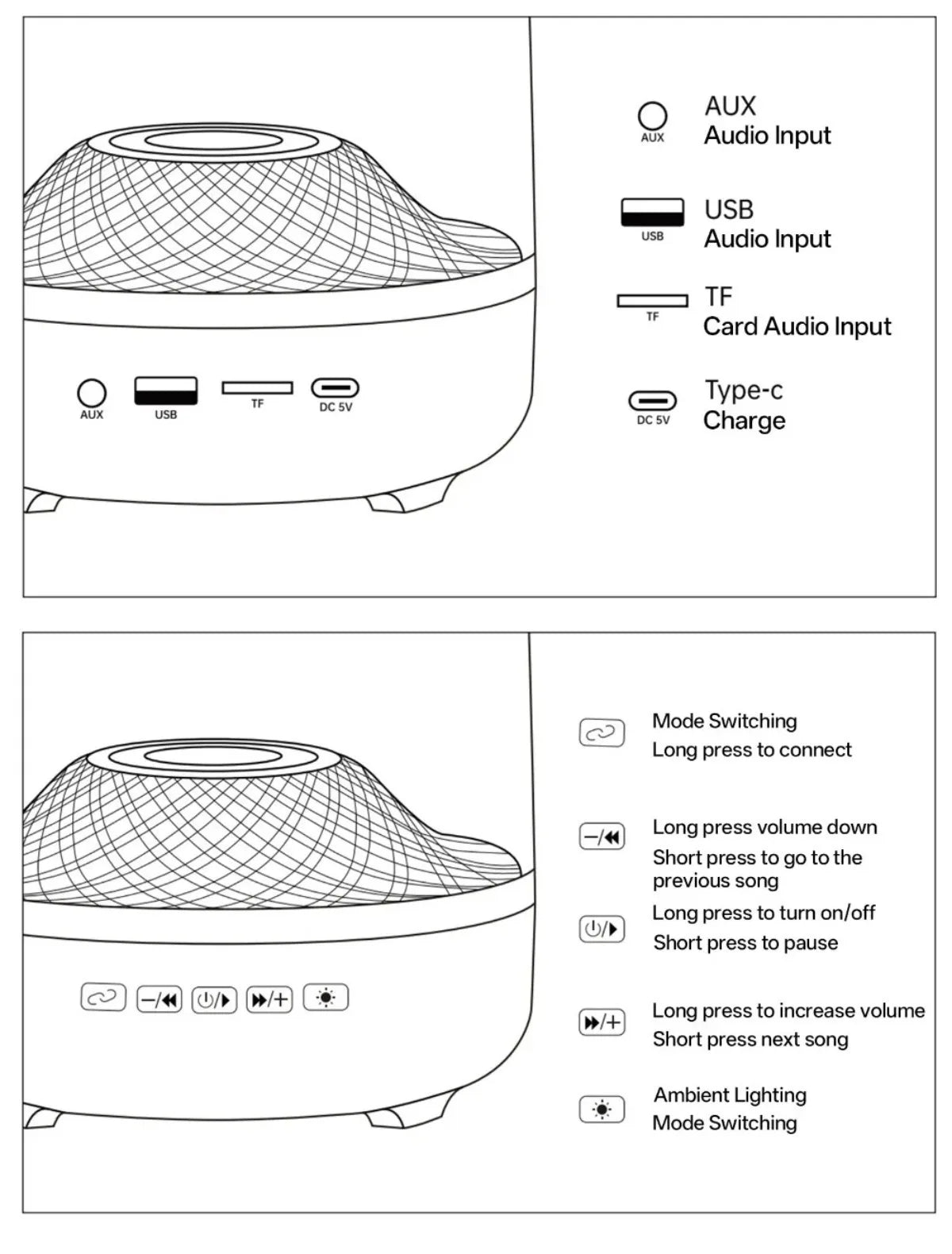 Portable Bluetooth 5.3 Breathing Lamp Speakers 3D Hi-Fi  Audio Subwoofer Outdoor Loudspeaker Music Surround Bass Box Speaker.