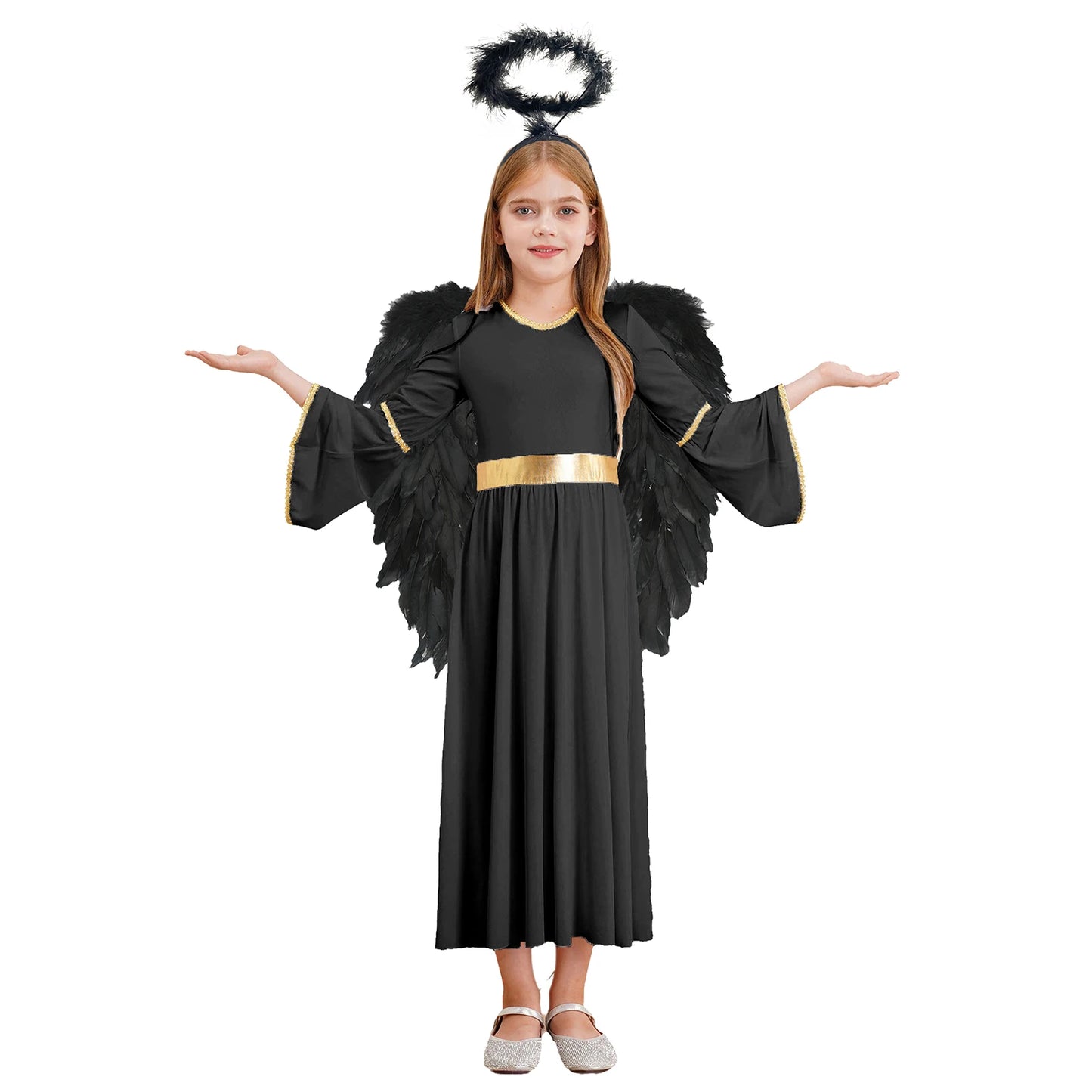 Kinder Mädchen Engel Kostüm Weiß Griechischer Gott Robe Halloween Cosplay Kleid Rollenspiel Karneval Performance Kleid mit Flügeln Dress Up