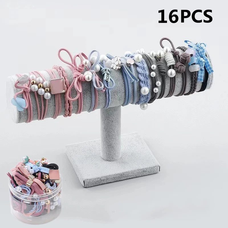 50/12PCS  Women Elastic Hair Ties Pearls Fashion Girls Scrunchies Ponytail Holder Rubber band Hair Rope Hair Accessories.