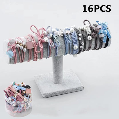 50/12PCS  Women Elastic Hair Ties Pearls Fashion Girls Scrunchies Ponytail Holder Rubber band Hair Rope Hair Accessories.