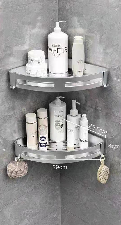 Badezimmer Regal Organizer Dusche Lagerregal Schwarz Eckregale Wandmontage Aluminium Toilette Shampoo Halter Kein Bohrer