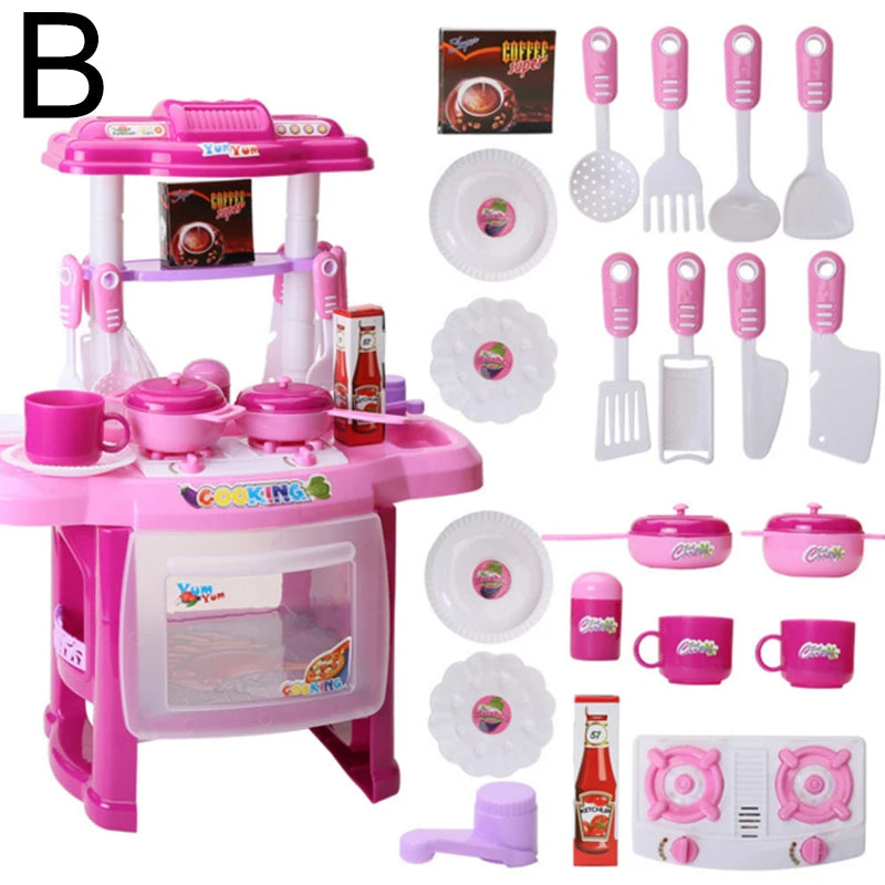 Kids Kitchen Playset,Pretend Food Kitchen Toys-Play Kitchen Accessories Cutting Food Toy, Pretend Play for Boys, Girls.
