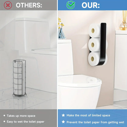 3-in-1-Toilettenpapierhalter zur Wandmontage mit Handtuchhalter und Haken – schwarzes Metall, platzsparendes Design für Badezimmer, Küche, Wohnzimmer