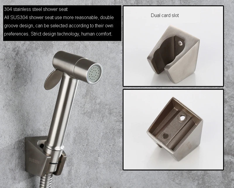 Kitchen Faucet Stainless Steel Double Hole Hot and Cold Mixing Tap Wall Mount Balcony Laundry Swivel Tap With Spray Gun 주방수전