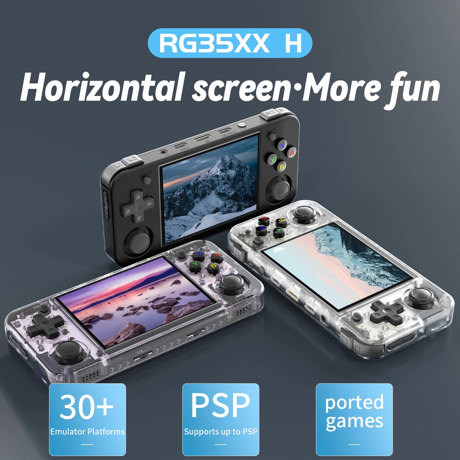 ANBERNIC RG35XX H Hand-held Consoles For Playing Video Games 3.5-inch IPS 640*480 Screen Retro Game Player 3300 mAh 5000+ Games.