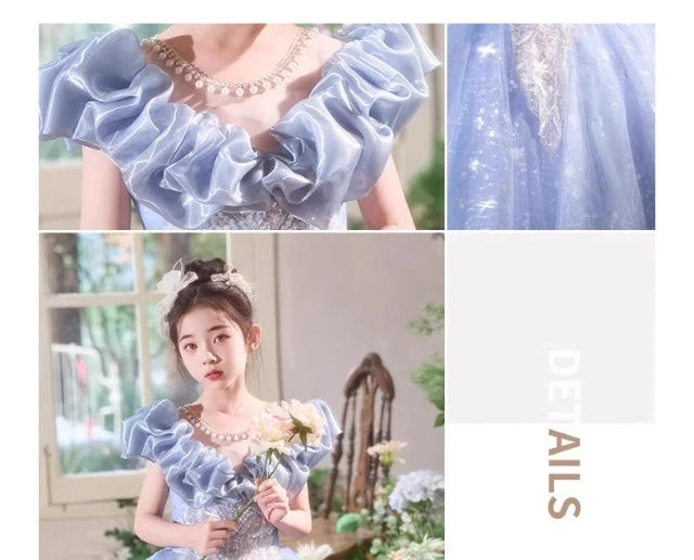 Elegangt Mädchen Abendkleid Luxus Prinzessin Kleid Geburtstag Party Pageant Outfit Kinder Klavier Rezitieren Leistung Formelle Kleidung.