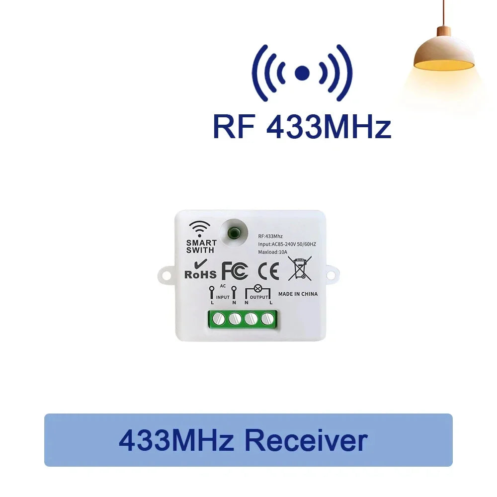 RF 433 MHz Drahtlose Fernbedienung Schalter Smart Home 110 V 220 V 10A Mini Controller Relais EIN/AUS sender Wand Licht Schalter