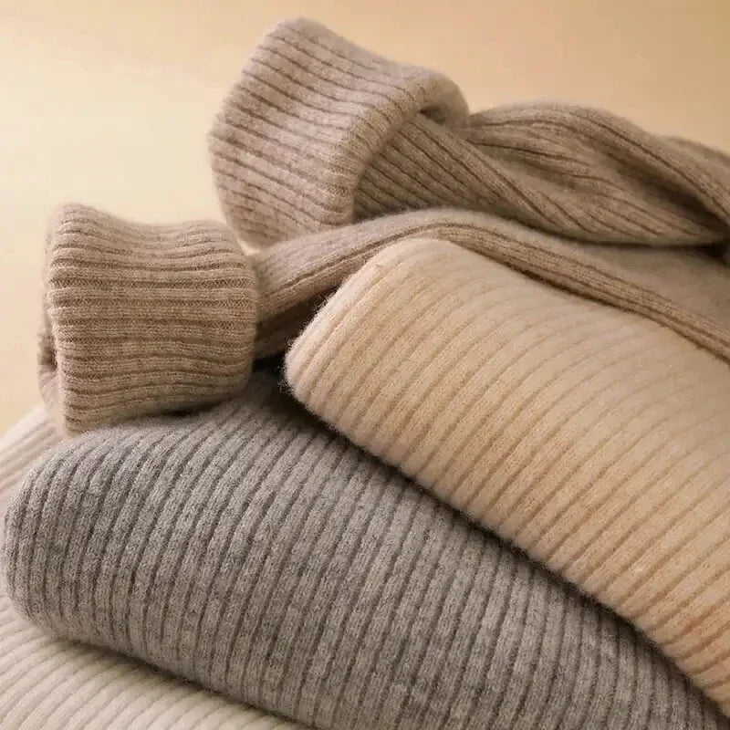 Frauen einfarbig lange Ärmel Roll kragen pullover Strick pullover grundlegende weiche Pullover einfache elegante Mode neu.