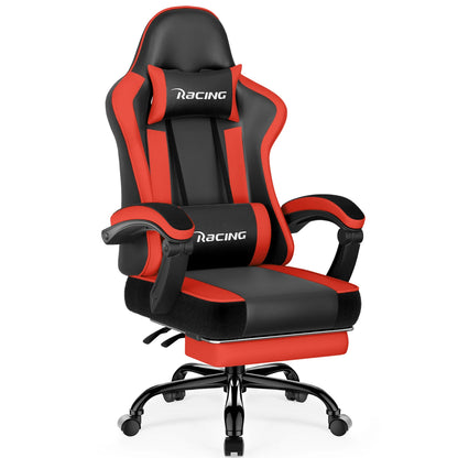 AUTHMIC Ergonomischer Gaming-Stuhl mit 170er °   Liegende Rückenlehne, faltbare Fußstütze, weiche Armlehnen, 150 kg, atmungsaktives Material