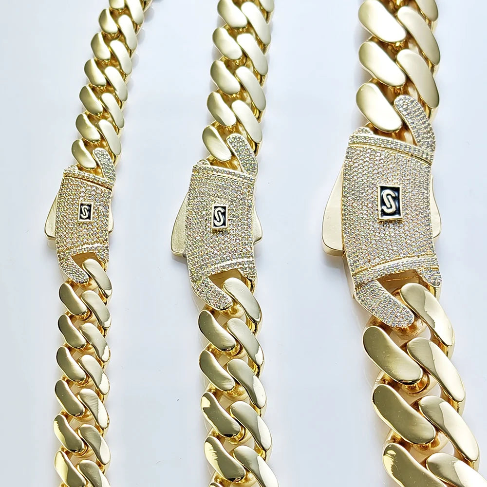 6/8/10/12/15/20mm Monaco Cuban Chain Necklace Hip Hop 14k Gold Plating Cuban Chain Bracelet Hip Hop Jewelry.