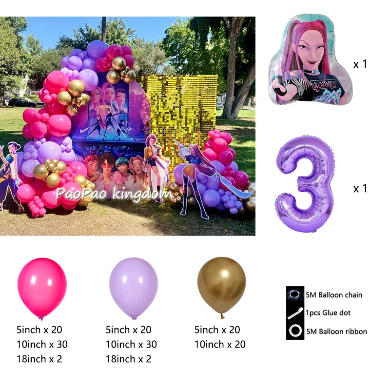 Kpop Dämonenjäger Themen Mädchen Geburtstag Luftballons Dekoration Anzahl Ballon Partyzubehör Babyparty Film Halloween Ballon.