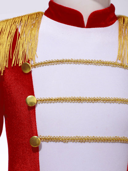 Kinder Mädchen Halloween Weihnachten Karneval Zirkus Zirkusdirektor Cosplay Performance Kostüm Langarm Mesh Trikot Tutu Kleid.